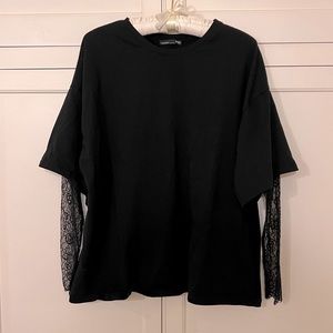 Zara shirt with lace sleeves - M